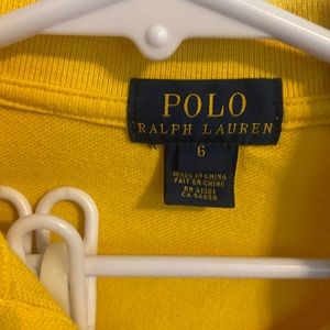 Kids Polo Ralph Lauren golden yellow long sleeve polo shirt